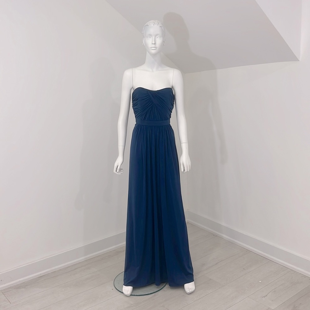 NWT SAMPLE SALE Dessy size 10 Estate Blue Teal matte jersey PRISTINE CONDITION